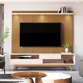 Estante Home Theater para Tv até 75 Polegadas com Led Home 5232 Jb Bechara Elmo/pérola