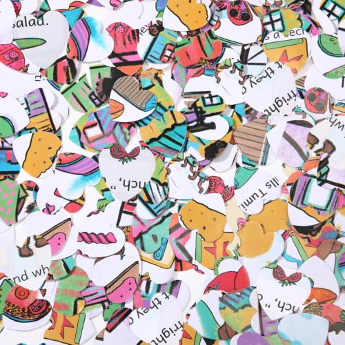 Image of Marspark 1200 Pcs Anime Heart Confetti 1 Inch Colorful Comic Book Paper Table Confetti Art Birthday Party Decorations for Wedding DIY Scrapbooking Accents Birthday Cartoon Photo Prop Bridal Shower
