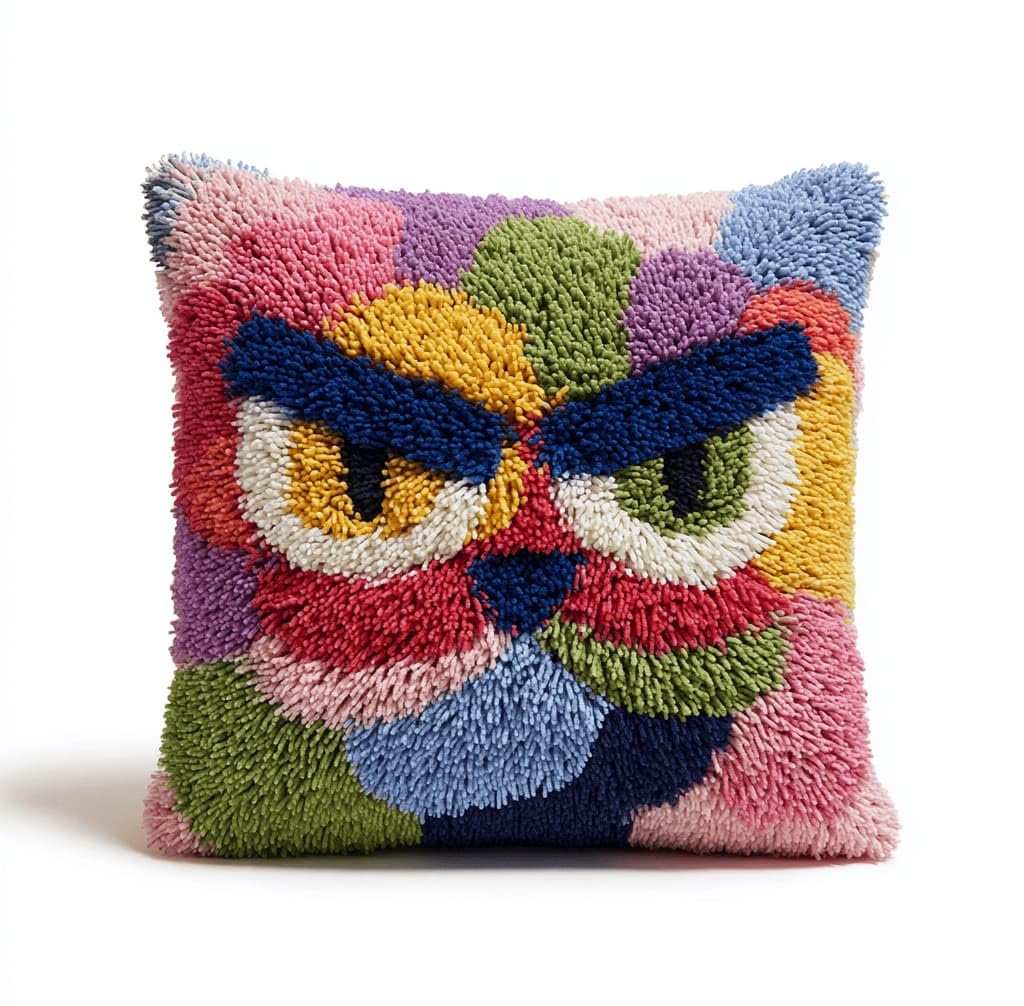 Kitquiver Latch Hook Kits Donkey for Adults,Owl DIY Latch Hook Cushion Kits and Latch Rug Kits Cross-Stitch Embroidery Cushion Cover for Home Sofa Decoration 17X17 in