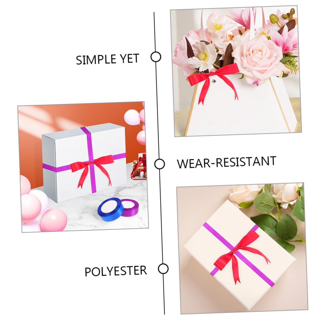ORFOFE 12 Rollen Bunte Dekobänder Breit Vielseitige Satin Geschenkband zum Verpacken Basteln Partydekoration und DIY Lang Genug zum Schneiden und Gestalten Farbenfrohe