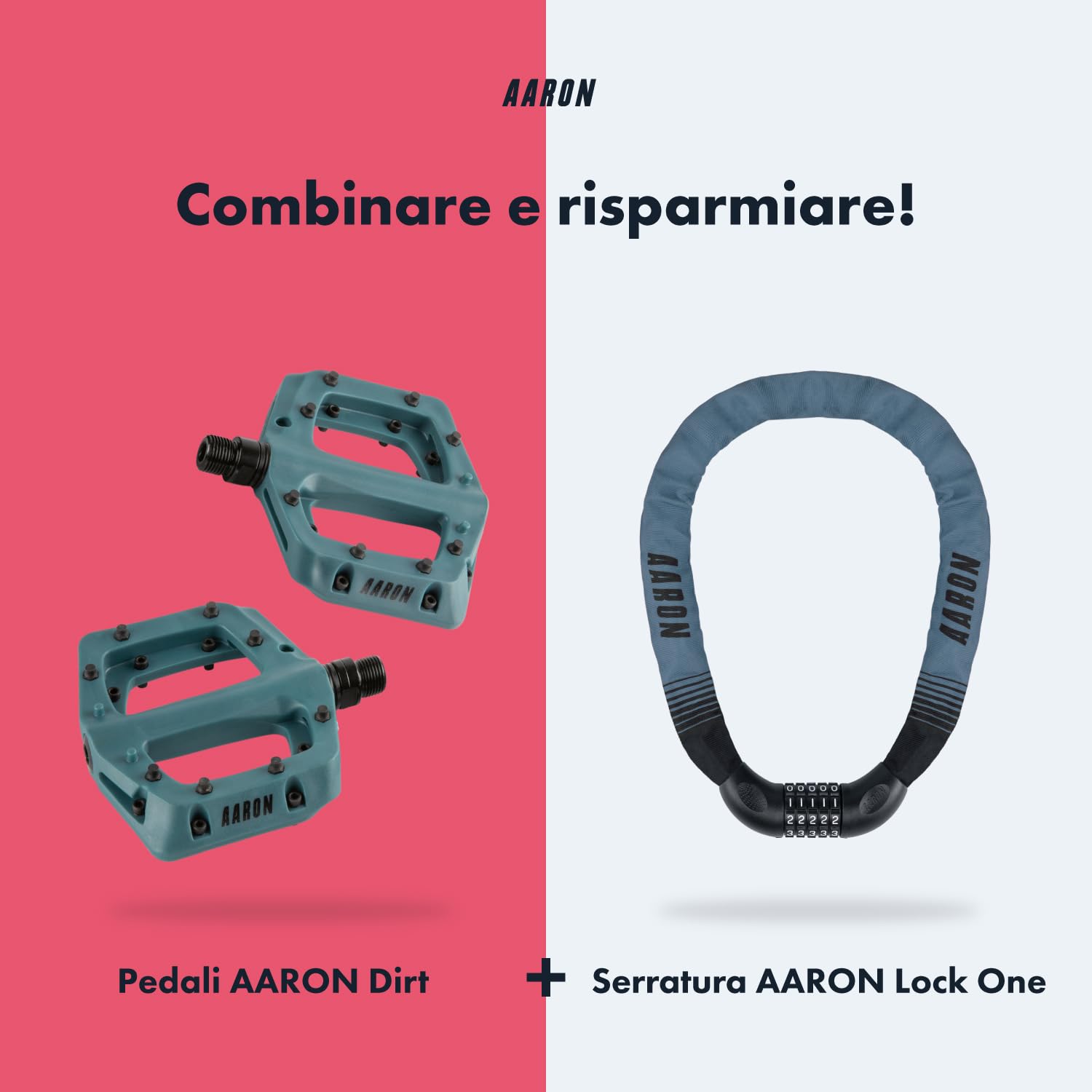 AARON Dirt MTB Pedali in fibra di nylon ultraleggera con cuscinetto a sfera industriale sigillato – antiscivolo grazie a 8 perni intercambiabili – Piattaforma per bici da dirtbike, e-bike, downhill,