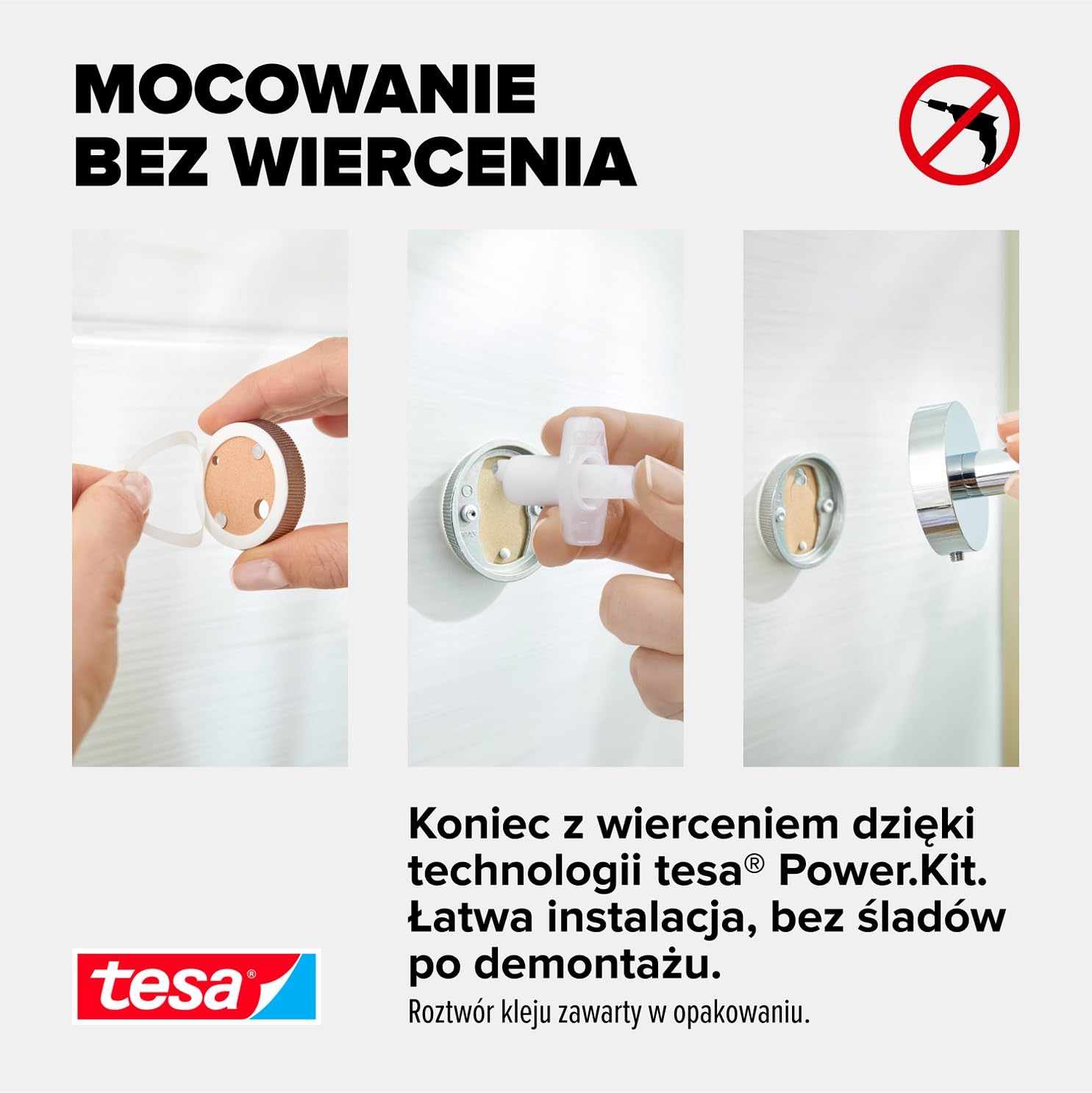 Samoprzylepny dozownik mydła tesa Smooz wykonany z chromowanego na wysoki połysk metalu, o wymiarach 170 mm x 70 mm x 126 mm
