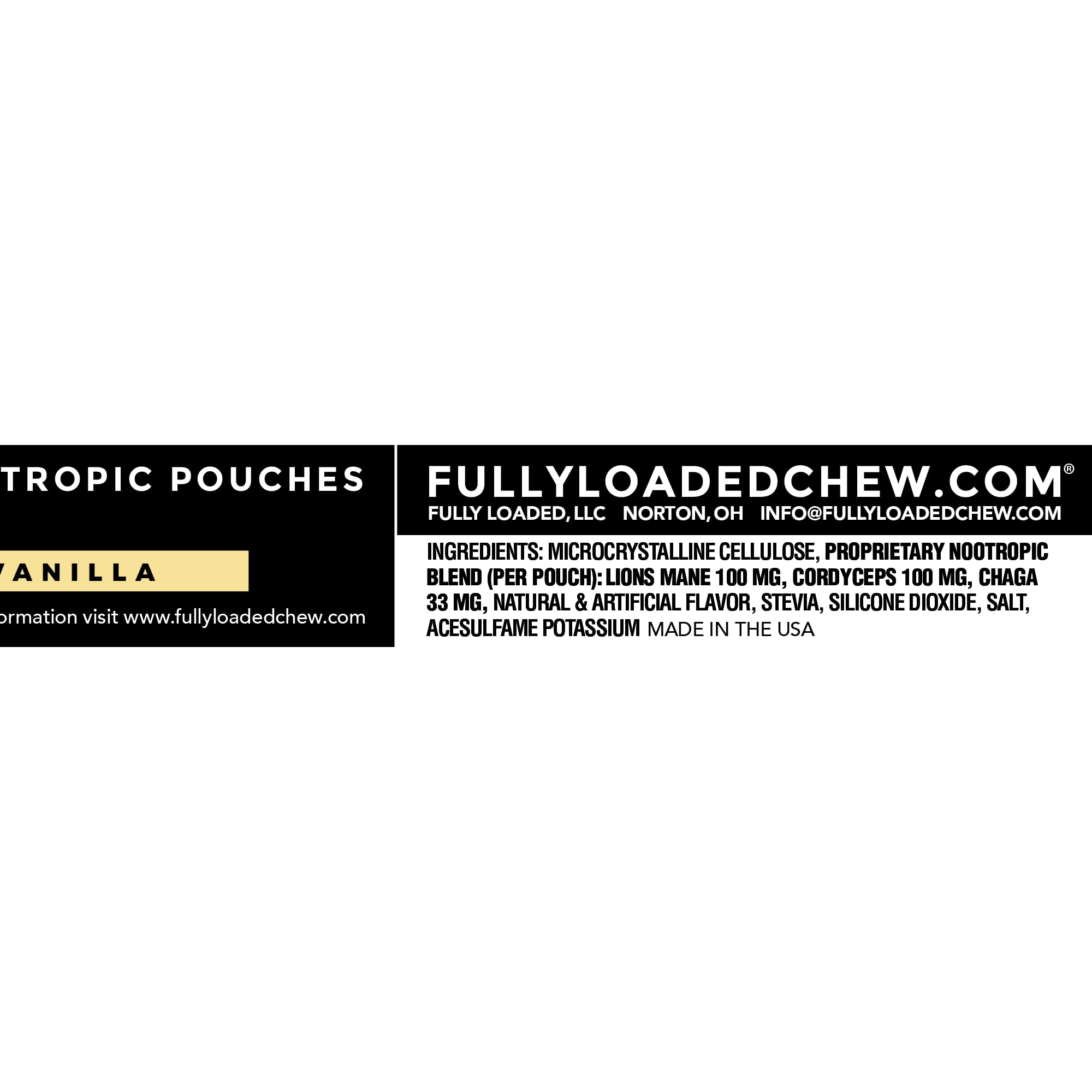 Fully Loaded Alpha Mushroom Pouches - Adaptogen Nootropic Pouches (5-Pack, Vanilla) - Lion's Mane, Cordyceps, & Chaga - 5 cans, 15 Pouches per can - Functional Mushrooms - Made in the USA — Amazon image 4