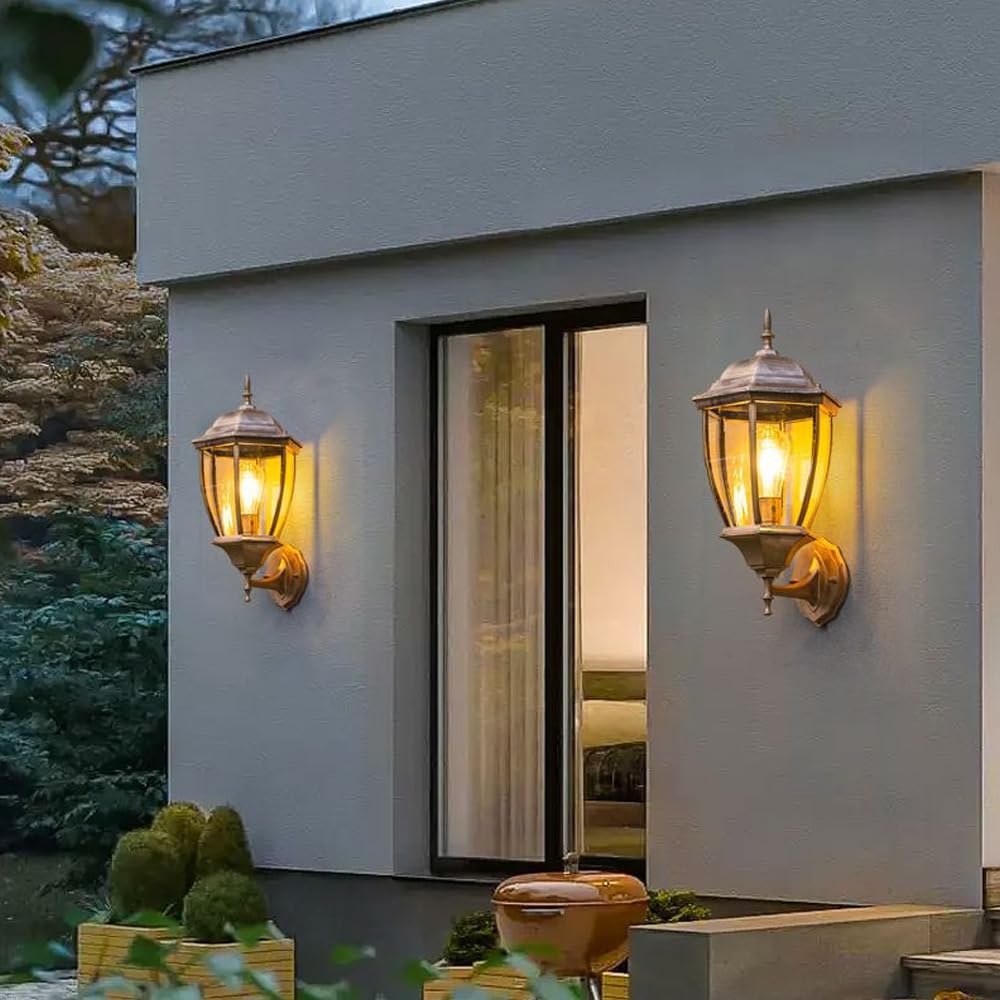 Szklana lampa ścienna z rustykalną szklaną obudową E26, wodoodporna IP54, idealna na podwórko, do ogrodu, przedpokoju, wejścia.