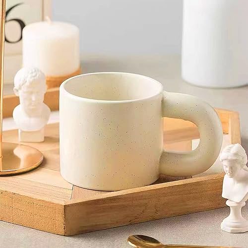 Miniatura 5 de Taza de café de cerámica, taza de té con mango redondo de porcelana, apta para lavavajillas y microondas para decorar, 12 onzas, moderna, estilo