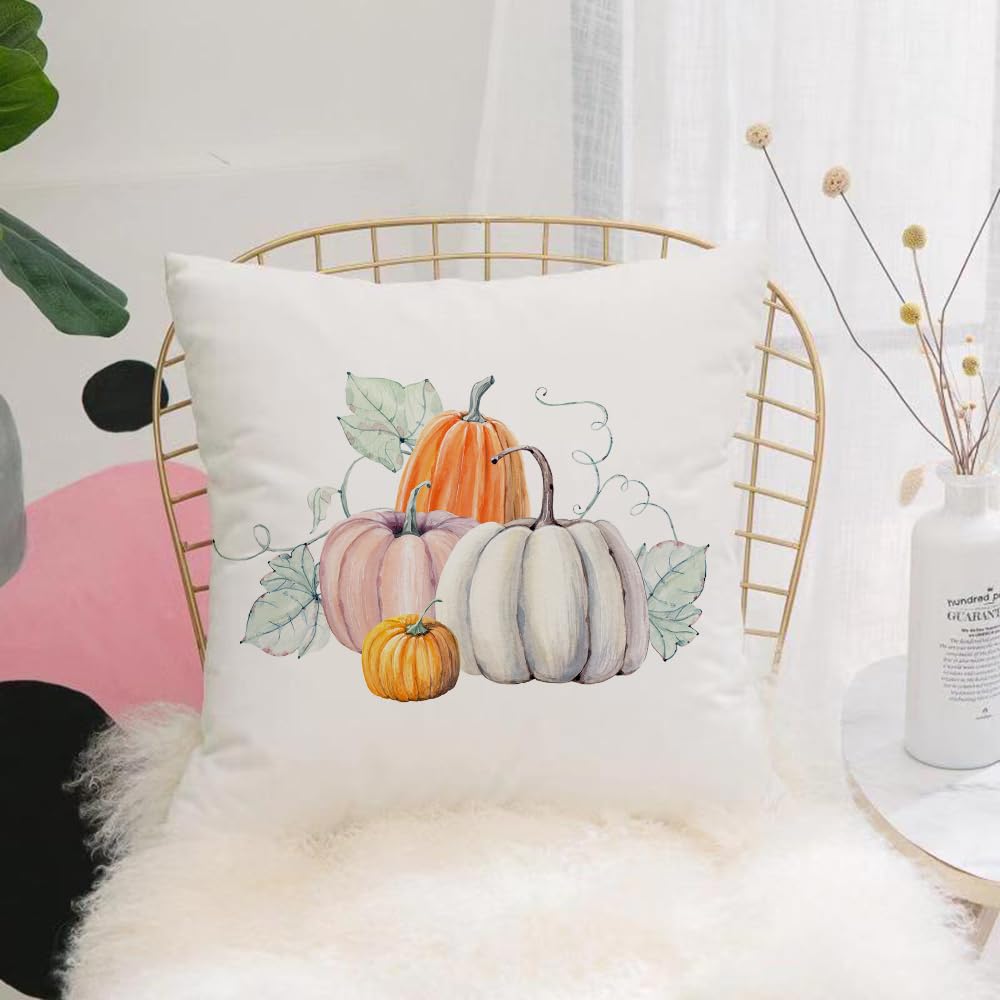 HYOSXW Cushion Cover,Throw Pillow Case Home Decorative for Living Room Bedroom Sofa Chair 16X16 Inch,Pumpkins. Hand drawn watercolor painting on white background.,Pillowcase 40X40cm