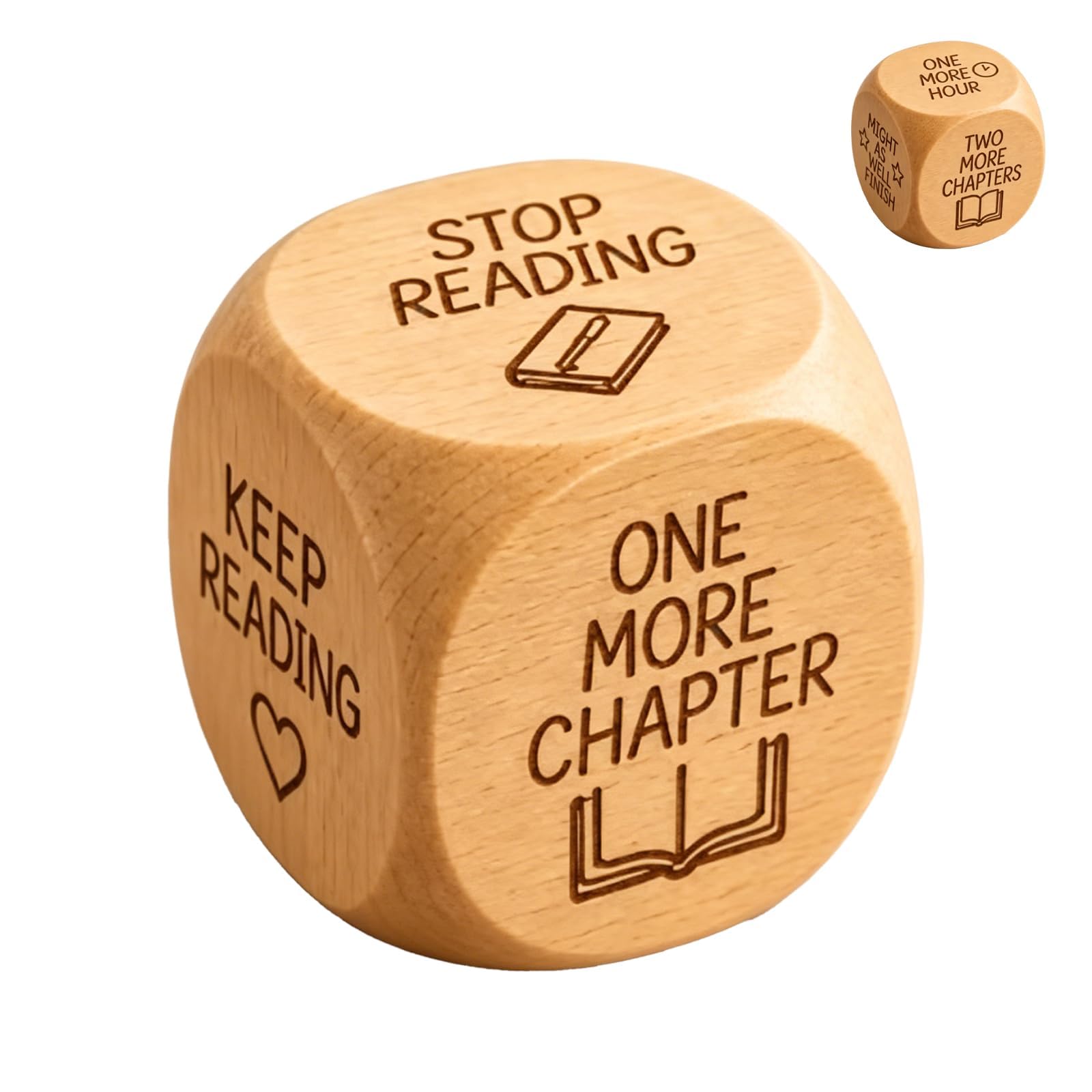 6-Sided Wooden Reading Decision Dice, Bookish Choice Maker Tool, Unique Novelty Gift for Bookworms and Literature Lovers (1pc,a)