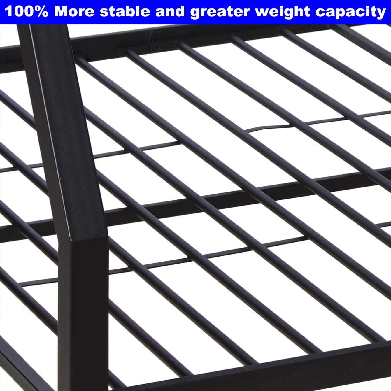 New Upgrade Thicken Metal Twin XL Over Queen Bunk Bed for Adults, Stronger Heavy Duty Steel Adults Bunk Beds Twin Over Queen Size with Ladder for Kids, Easy Assembly