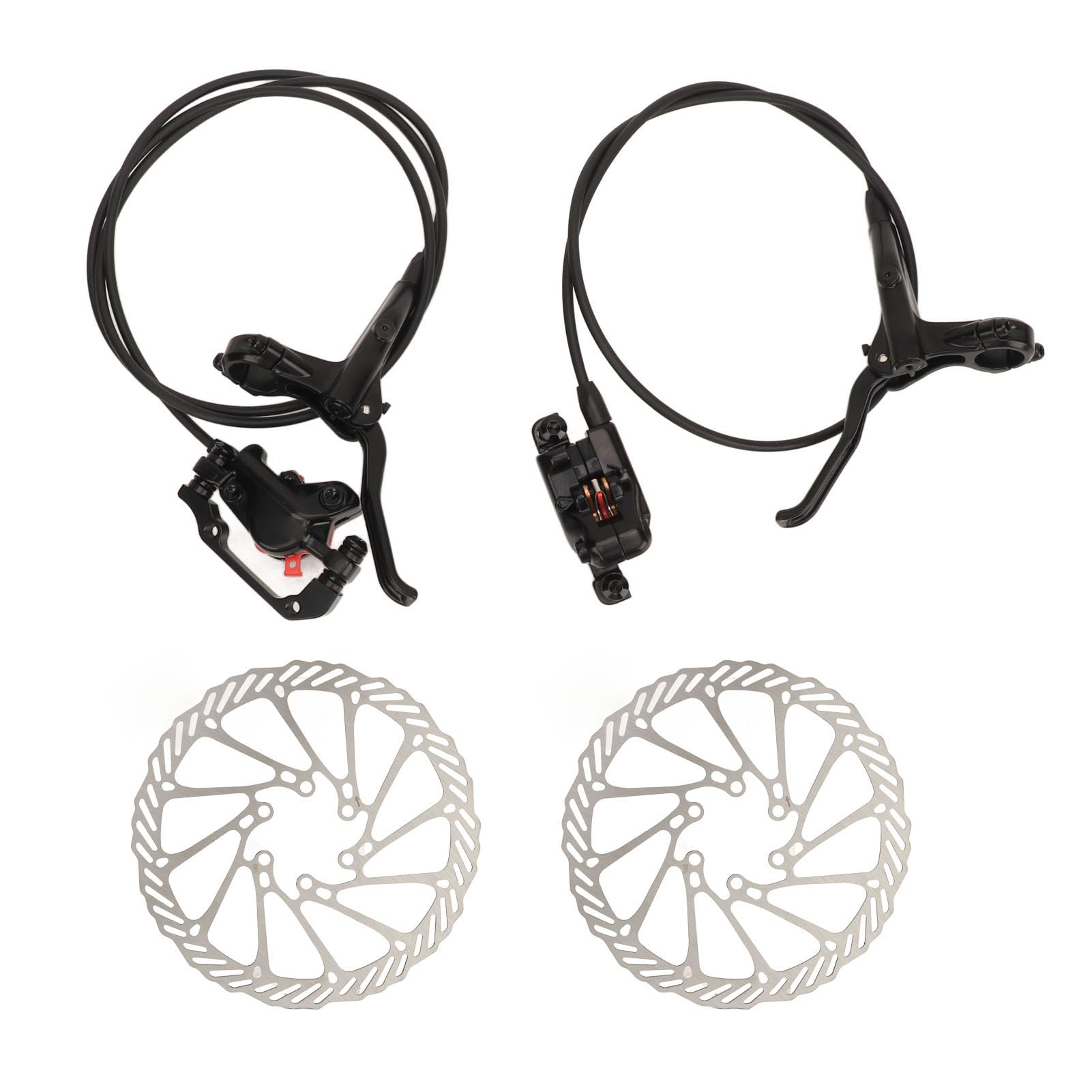 equlup Hydraulic Disc Brake Kit, Mountain Bike Disc Brake Set with Front Brake Rear Brake Brake Discs and Screws Bike Accessories for Mountain Bike Road Bike