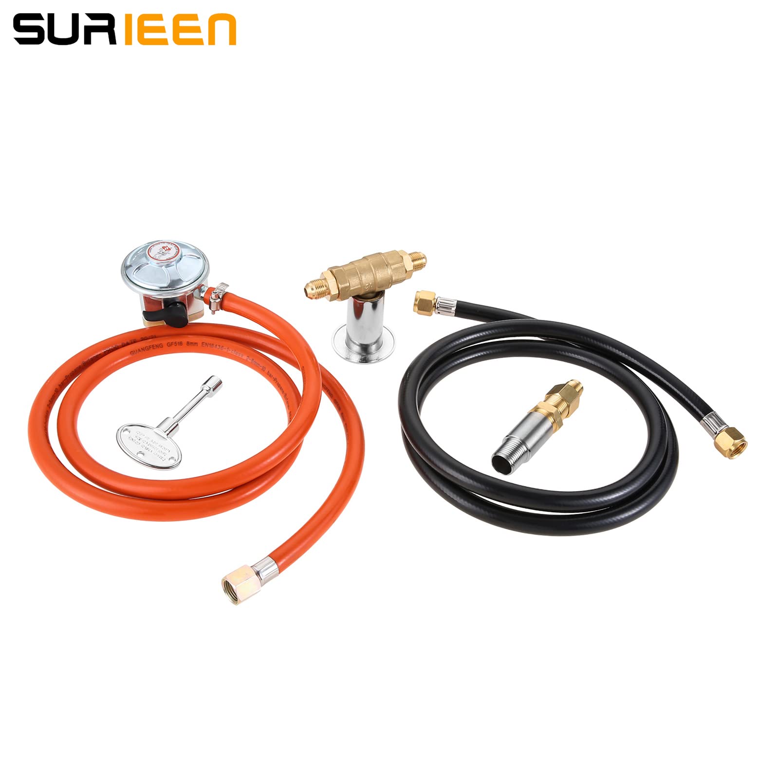 Control de Válvula Gas Sistema, Gas Regulador Kit para Instalación de Fogón, Válvula Reguladora para Chimenea, 2 Mangueras de Gas de 60 Pulgadas con Válvulas 150K BTU