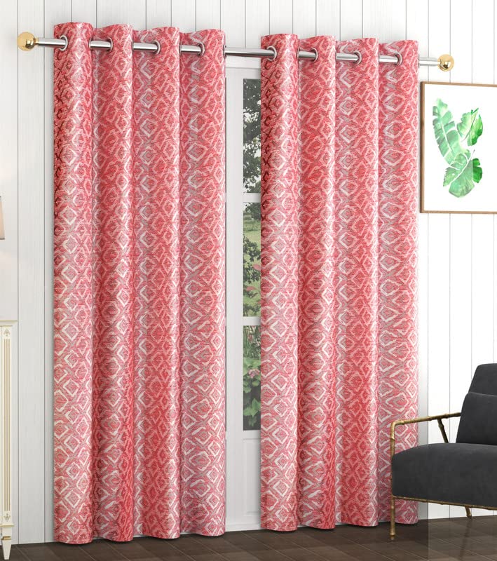 Exporthub Set of 2 Piece Heavy Quality Pink Color Modern Rich Textured Solid 3D Design Eyelet Window Curtains - Window - 6 feet Long for Living Room and Bedroom (EHSPR878_64) (B0BC2R44M3) Amazon Price History, Amazon Price Tracker