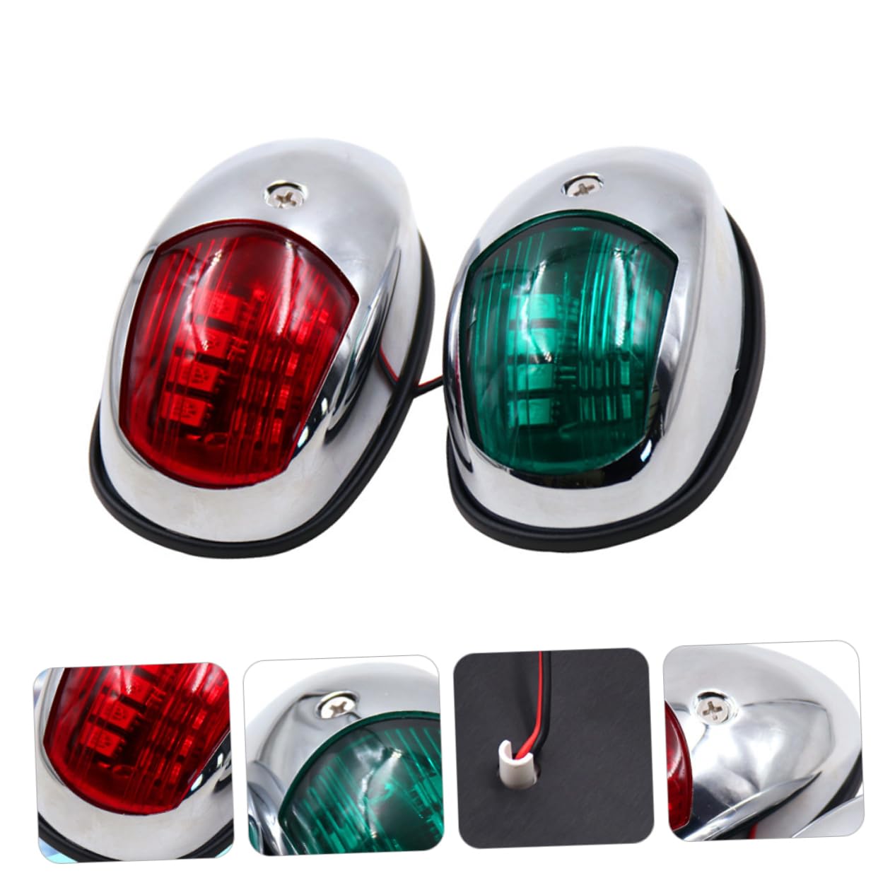 Happyyami Luce di Navigazione Marina LED 12v 2 Pezzi per Barca | Argento, Abs e Acrilico, Lunga Durata, per Pontone e Touring Car, Uso Nautico Notturno