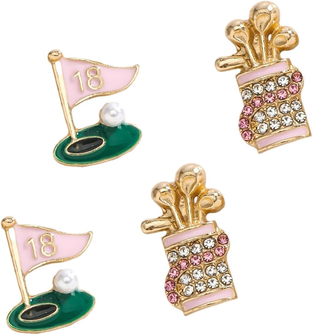2 Pairs of Golf Earrings Set for Women, Fashion Sports Studs Stackable Jewelry Set, Golf Earrings Game Day Accessories Golf Jewelry Gifts