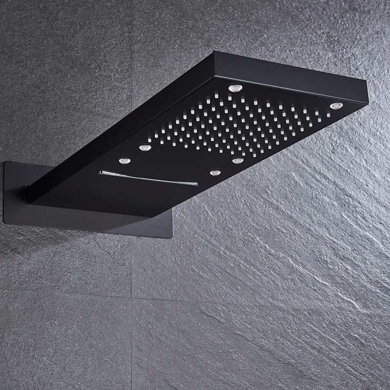 Mat de douche noir mat et colonne de douche luxe pour salle de bain