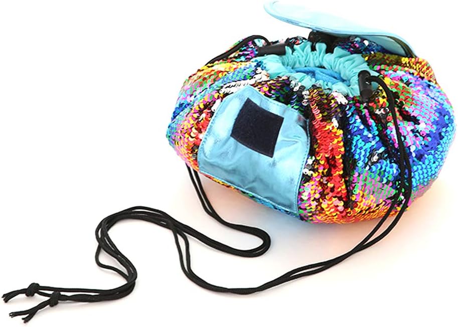 Mermaid Sequin Lazy Drawstring Bag, Magic Reversible Glittering Make Up Bag, Large Capacity Waterproof Portable Storage Pouch, Travel Outdoor Hiking Gym Organizer for Women