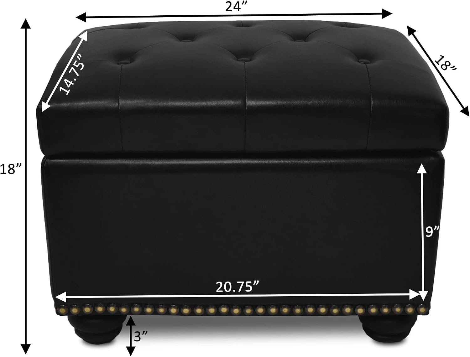 Convenience Concepts Designs4Comfort Storage Ottoman, Black
