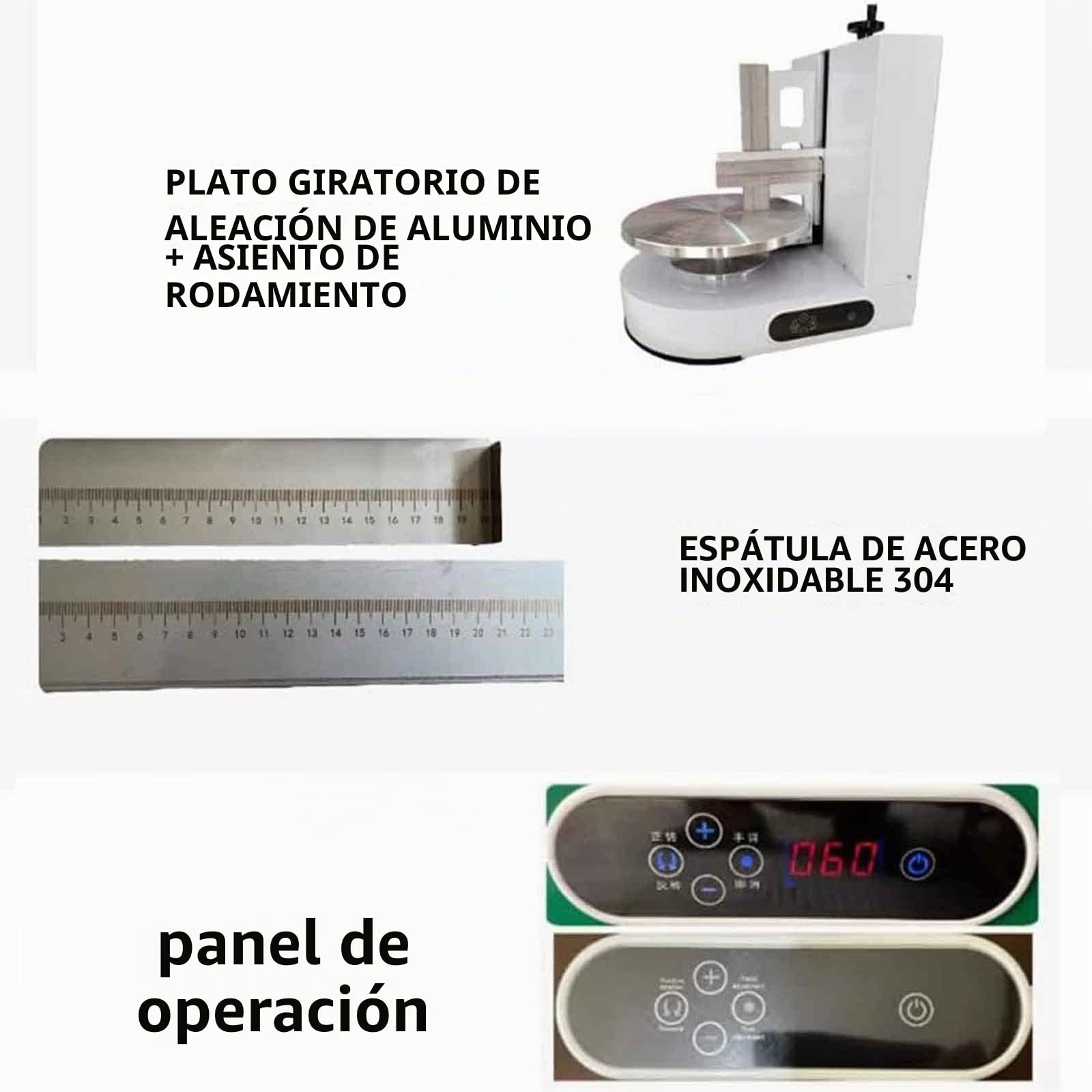 Máquina Automática Formación Hielo para Tartas Cumpleaños, Máquina Alisadora, Esparcidor Decoración Crema, Raspador Tartas Ajustable 4 a 12 Pulgadas,White