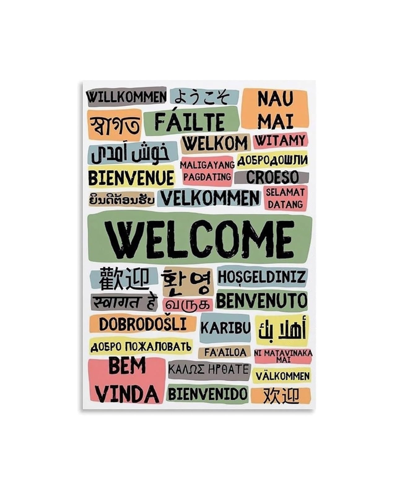 RNUMLIGH Global Welcome Sign Metal Hello in Many Languages for Home Office Living Room Business Entrance Wall Decor 8 X 12 in
