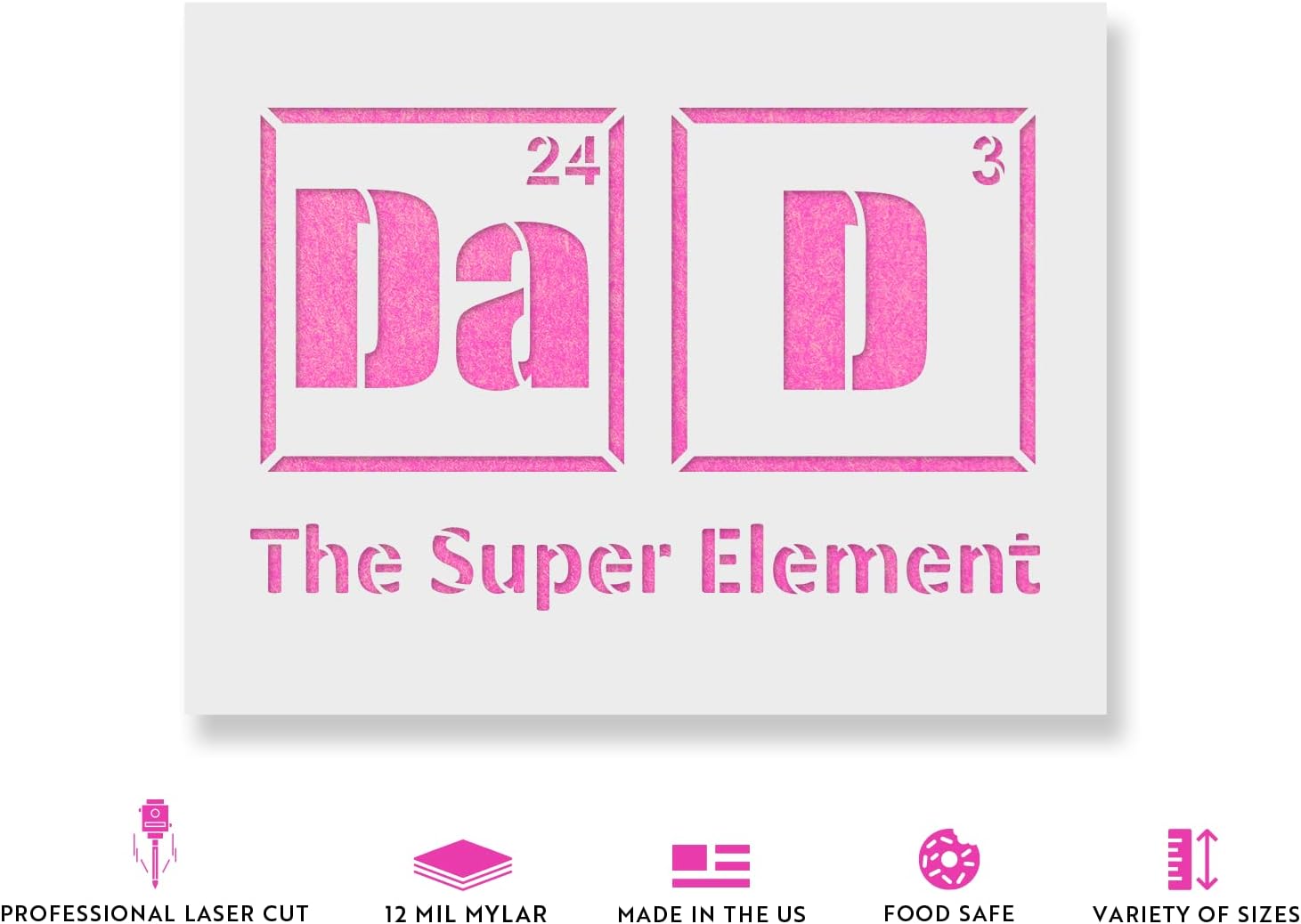 Dad Element Science Stencil - Versatile for Celebrating Family Milestones, Fathers Day Stencil