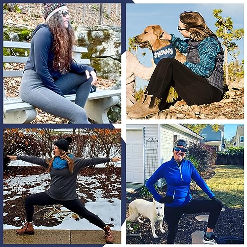 FOTOCITI Thermo Leggings Damen Winter Mit Tasche Thermoleggins Gefütterte Fleece Warme Thermounterwäsche High Waist Lange Sportleggins Yogahose Hose
