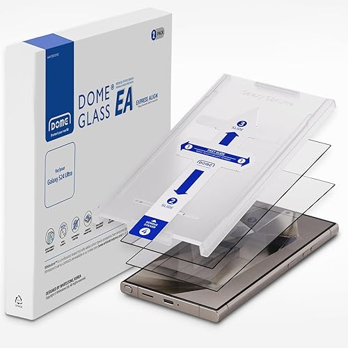 Miniatura 1 de DOME GLASS Whitestone - Protector de pantalla de vidrio EA compatible con Galaxy S24 Ultra kit de fácil instalación, vidrio templado 9H, paquete de 2