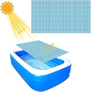 HOUKAI Capa de bolha para piscina, 10 × 6,6 pés (300 × 200 cm) azul solar para piscina mantém as folhas de fora cobertura de piscina redonda conjunto rápido, cobertura de piscina térmica acima do solo