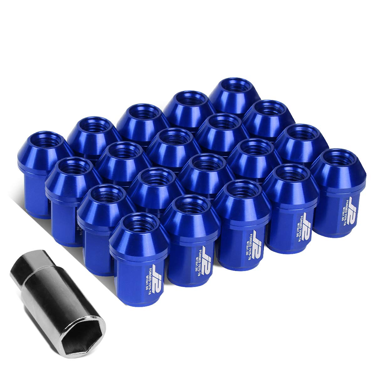Photo 1 of J2 Engineering LN-T7-024-15-BL Blue 7075 Aluminum M12X1.5 20Pcs L: 35mm Close-End Lug Nut w/Adapter