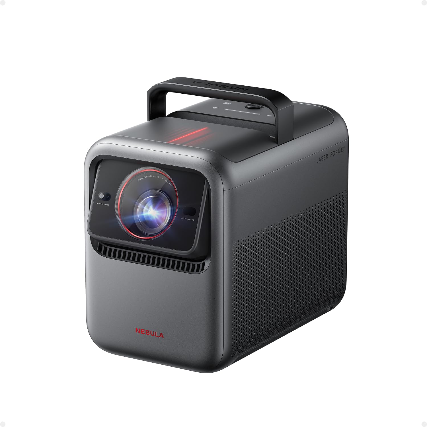 NEBULA X1 Proiettore 4K Triplo Laser, 3500 ANSI Lumen, Audio Stereo da 40W, AI Intelligente, Dolby Vision, Schermo da 300", Micro Sospensione Integrata, GTV, Portatile per Uso Esterno, Nero