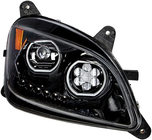 Miniatura 4 de UNITED PACIFIC 35748 Faro delantero negro, 10 LED, lado del pasajero, para 2010 2016 Peterbilt 587 y 2012 2021 579