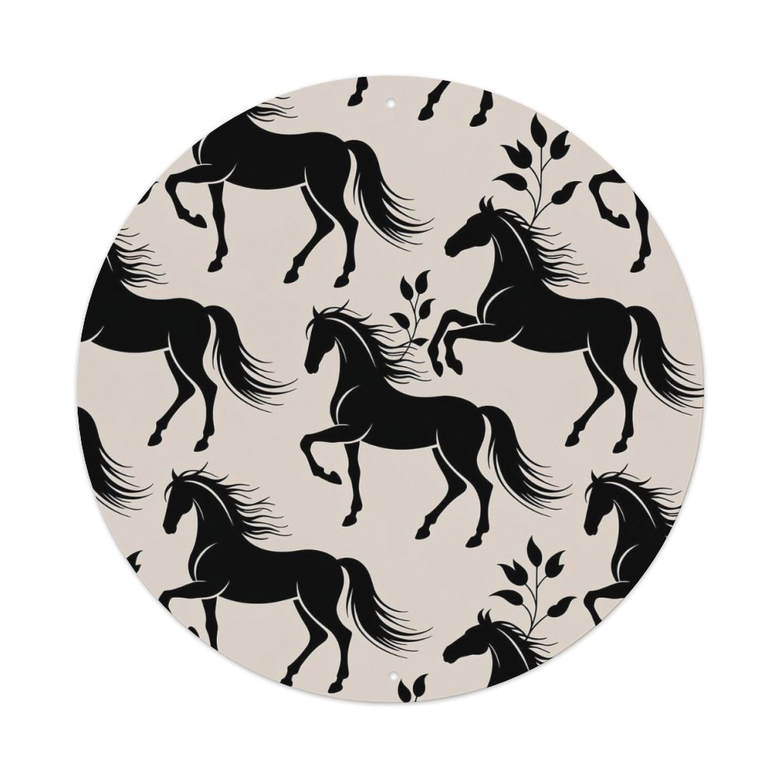 Black Horse Silhouette Pattern Print Metal Tin Sign Plaque