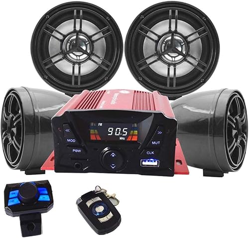XYC UTV, ATV, motor Bluetooth antirrobo, control remoto de 3.34 pulgadas, altavoz inalámbrico Bluetooth para motocicleta, reproductor de música MP3,