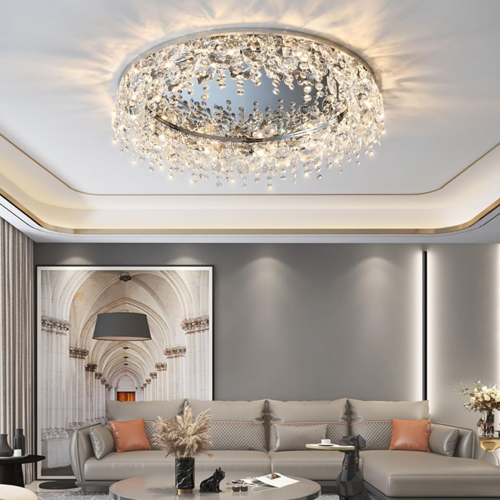 Nowoczesne i eleganckie oświetlenie kryształowe żyrandola, lampa sufitowa K9 kryształowy żyrandol wbudowana lampa sufitowa LED w salonie jadalni sypialni (Size : 8 heads)