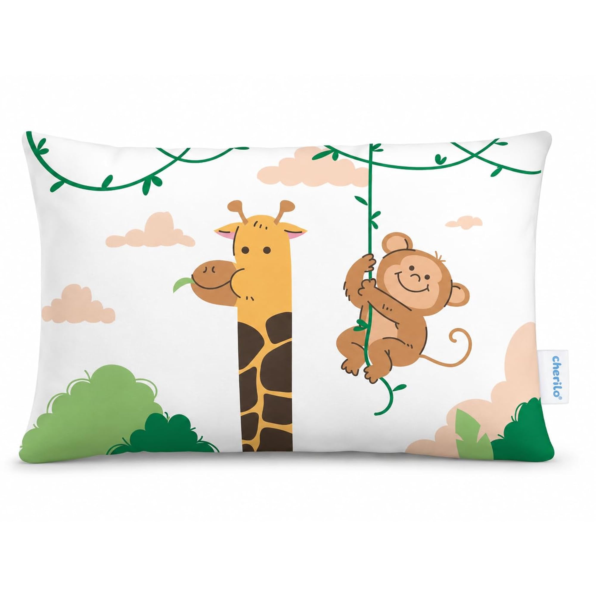 Kids Pillow with Dino Print, 12 x 18 Inch, Yellow
