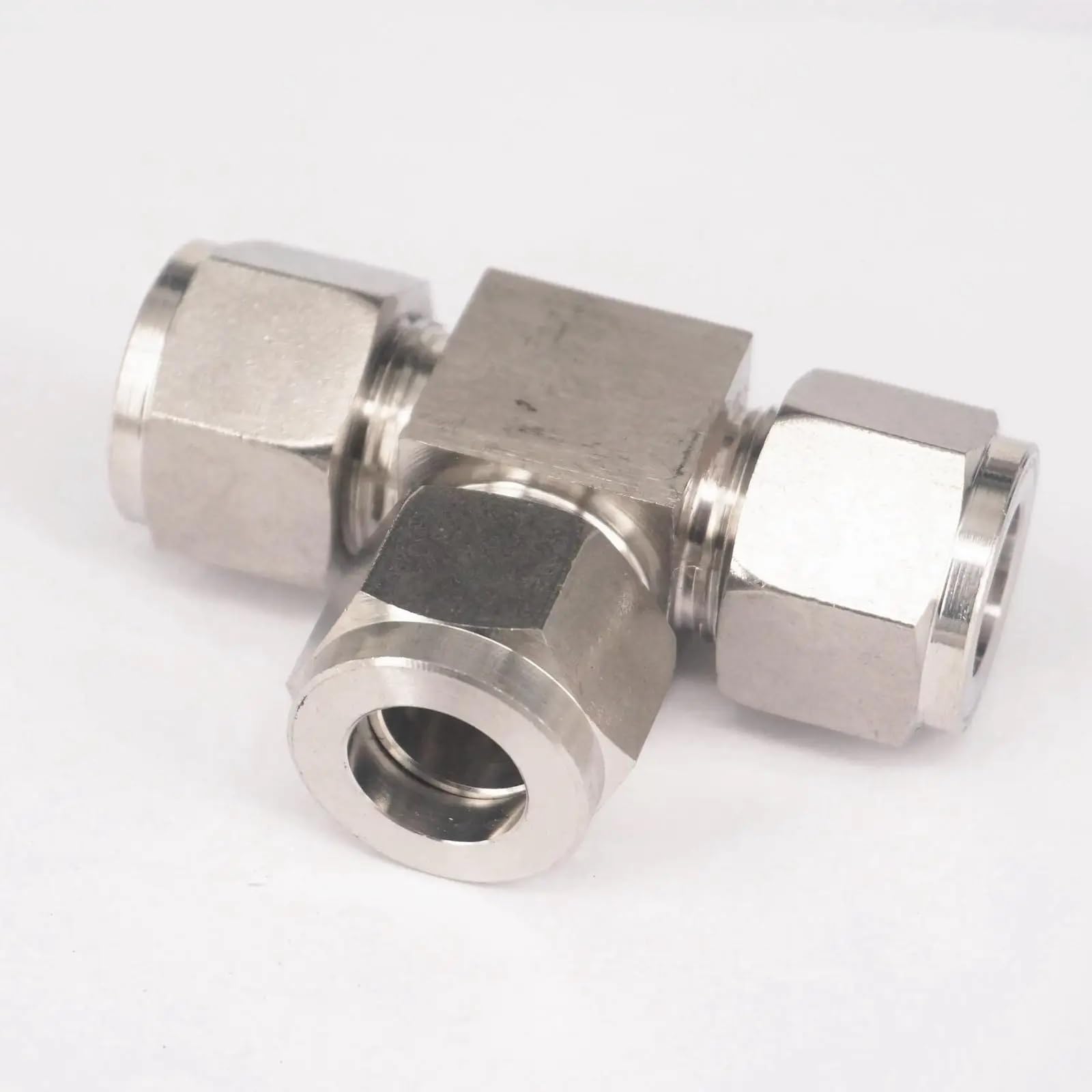 Conector en T de 3 vías Conector de tubería en T, Conector 3 vías Iguales, Casquillo Acero Inoxidable, Adaptador conexión compresión Aire neumático