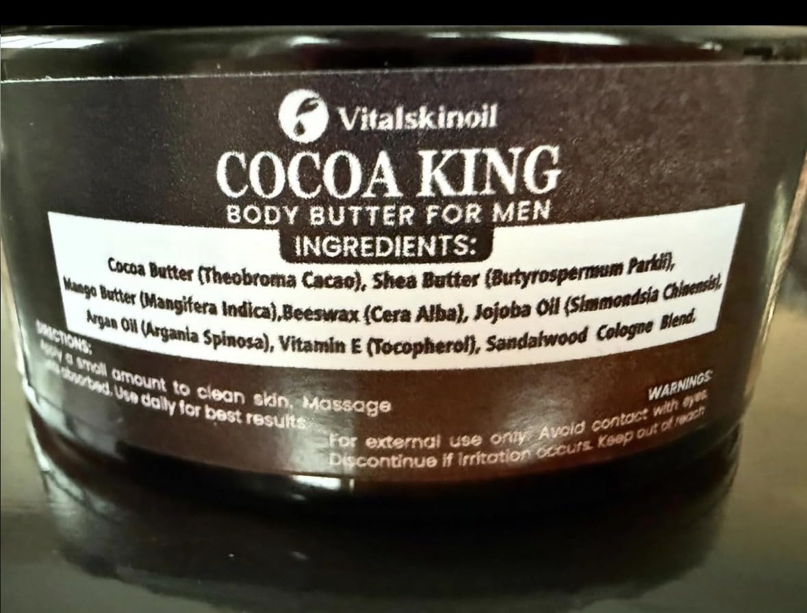 VITALSKINOIL Body Butter for Men Set of 2, Shea Cologne and Cocoa King Set, Body Moisturizer for Men