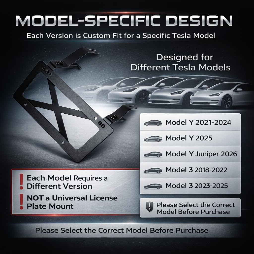 No Drill Front License Plate Mount for Tesla Model 3 2023-2025, Premium Front License Plate Holder Bracket, Camera-Safe License Plate Frame, Secure & Scratch-Free Install【for 2023-2025 Tesla Model 3】