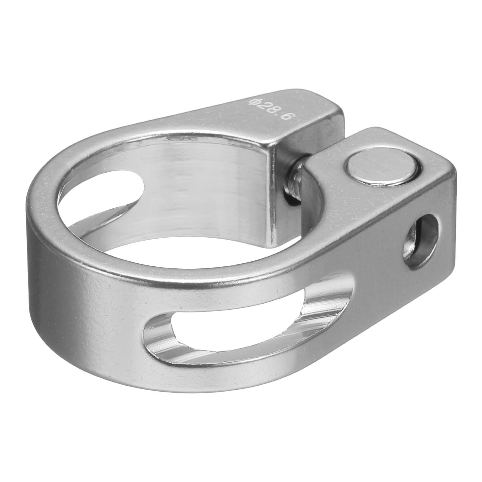 sourcing map Bike Seat Post Clamp 28.6mm Clip Aluminum Alloy Bicycle Locking Seat Post Ring with M4 Hex Screw for 25.4mm Bicycle Mountain Road Bike Tube, Silver