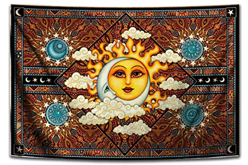 Celestial Heavenly Sun Moon Tapestry by Artist Dan Morris