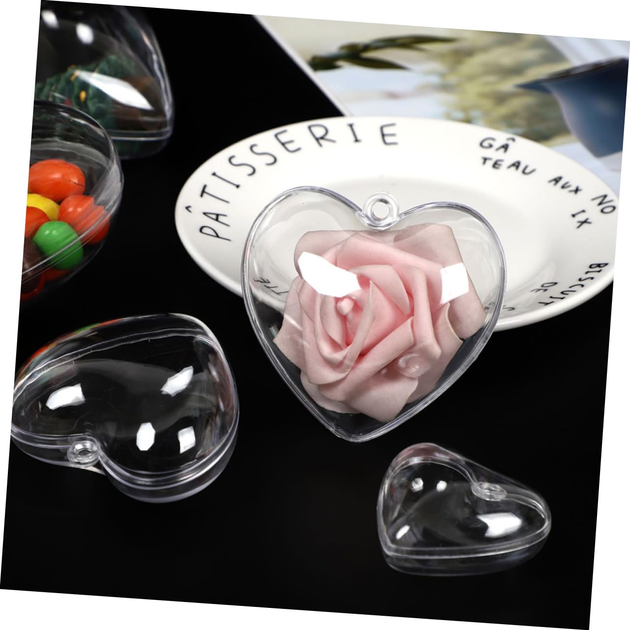 PRETYZOOM 48 Piezas Caja de Amor Transparente Decorar Bola Hueca Claro Adornos de Navidad Bolas Transparentes rellenables Cajas de plástico Transparente Cajas de Transparentes