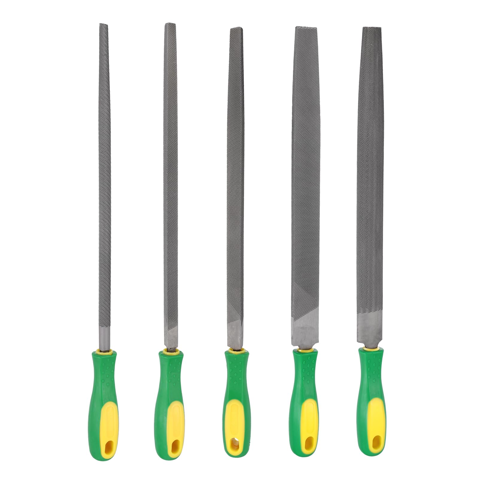 QUARKZMAN 5 Pezzi Set Di Lime In Metallo 12" Denti Grossi Acciaio Ad Alto Contenuto Di Carbonio Con Manico In PP Quadrata/Piatta/Triangolare/Mezzotonda/Rotonda
