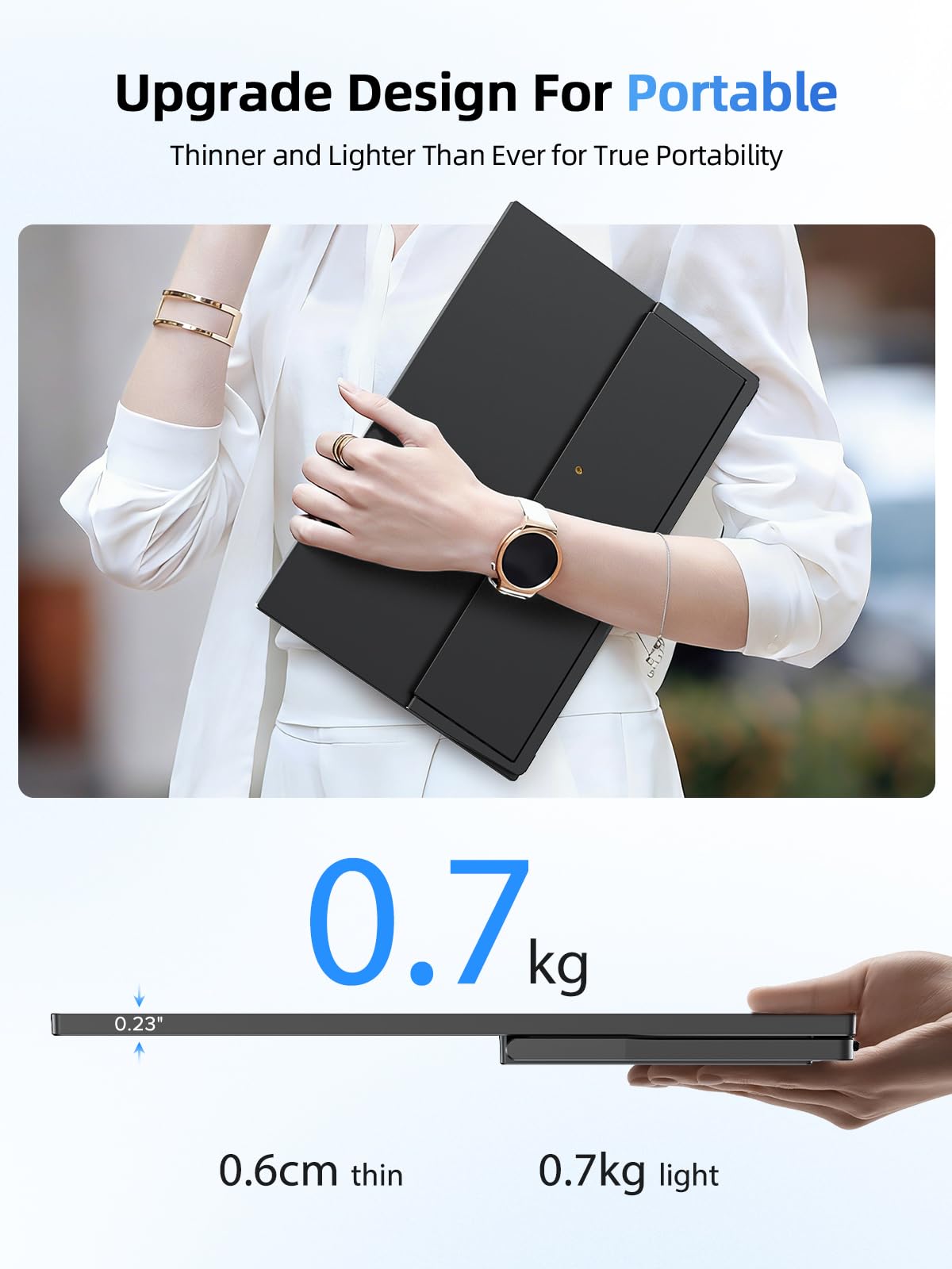 UPERFECT Przenośny monitor dotykowy 15,6 cala Ultracienki 125% sRGB 2000:1 Przenośny wyświetlacz USB C FHD 1080P Drugi monitor do laptopa/PC/telefonu/konsoli do gier, obsługa VESA
