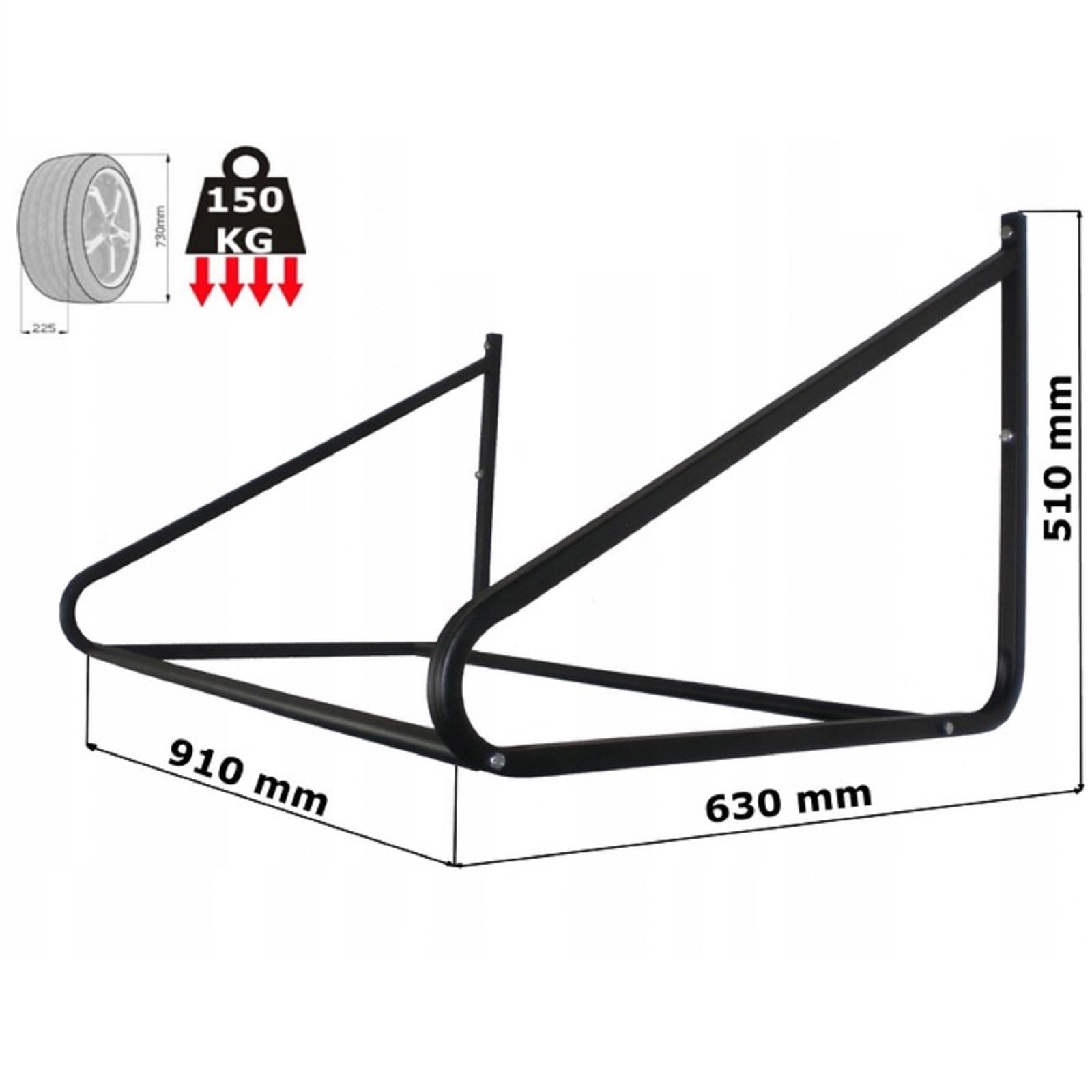 QLS Soporte de pared para neumáticos, 91 cm