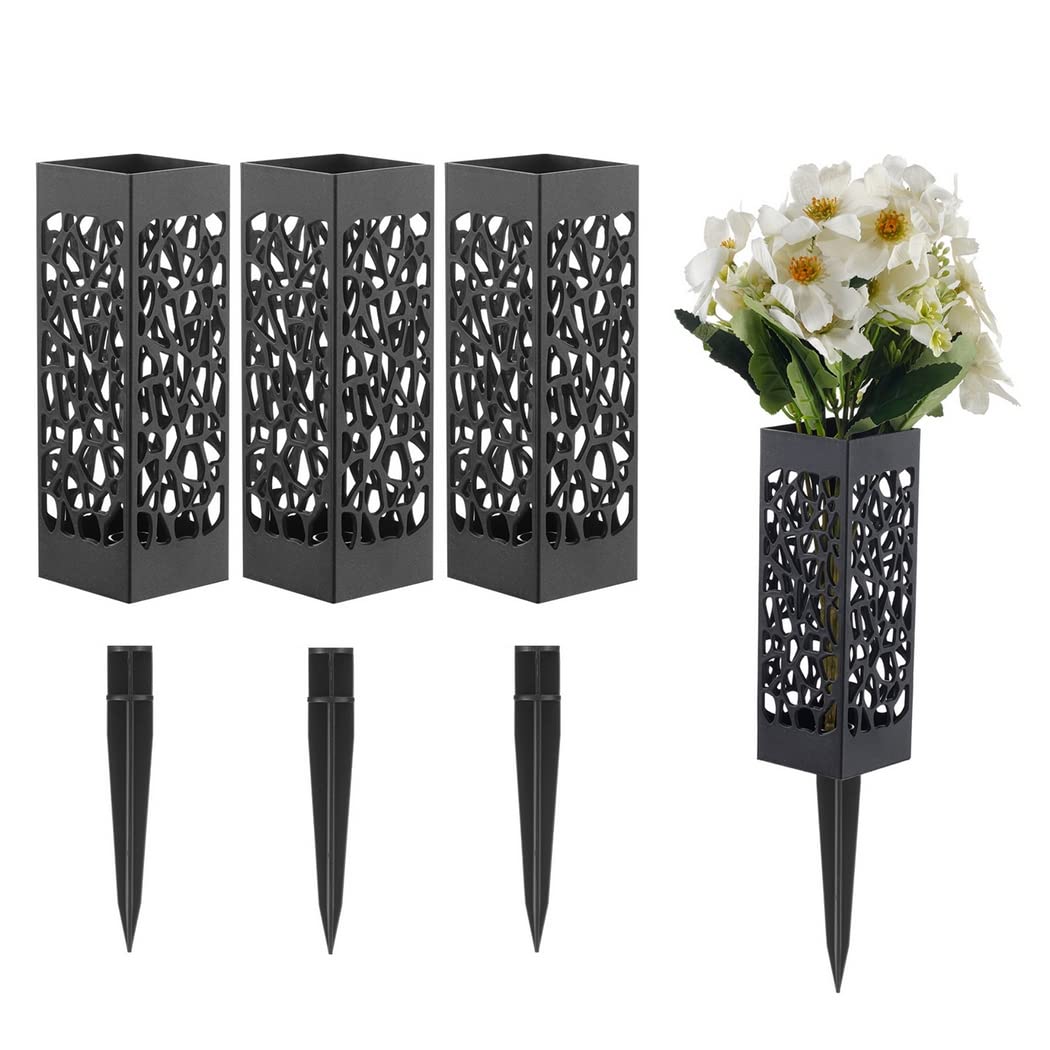 Jarrones de cementerio vintage con pincho para tumba pack de 4 unidades