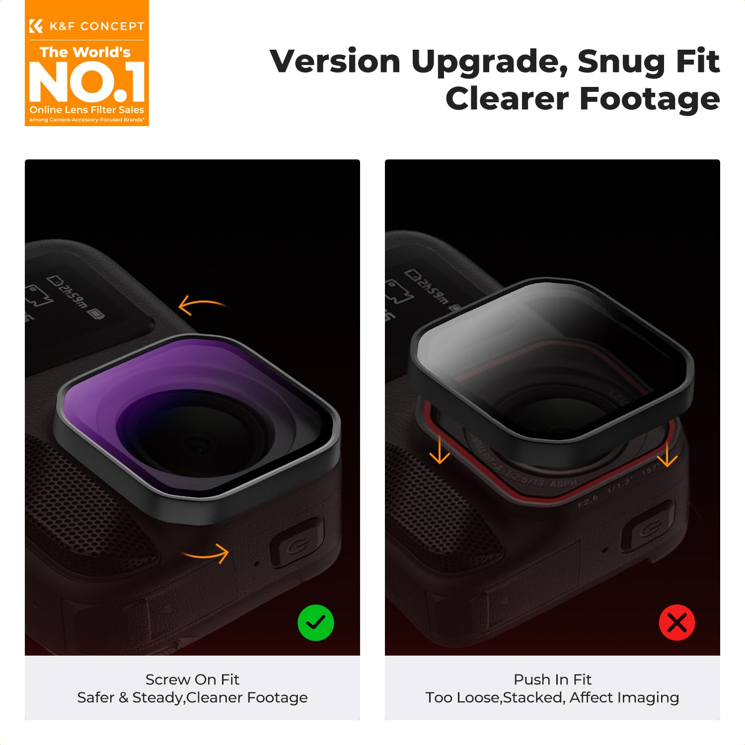 K&F CONCEPT Kit de Filtres ND à Visser Amélioré Compatible avec Insta360 Ace Pro 2, (ND8/ND16/ND32/ND64) Accessoires pour Caméra d'action à Densité Neutre, Réduction Lumineuse - Verre HD Multi-traité