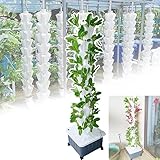 Aquaponik-Wachssystem (8-12 Schichten), Hydroponik-Turm, Pflanzenanzahl: 5 pro Schicht, einfache Montage/Reinigung, Bepflanzung mit zirkulierendem Wasser, für Kräuter, Obst, Gemüse (Ivory, 12layers)