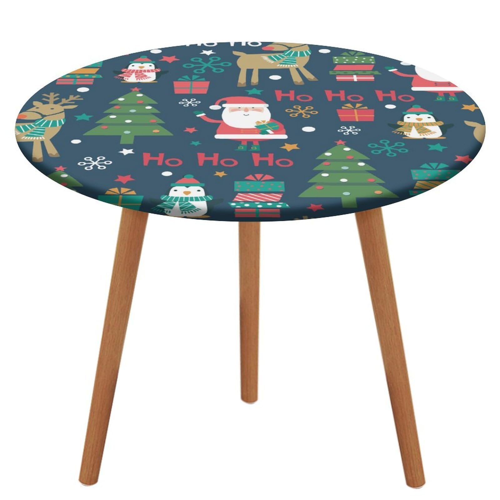 Santa Claus Round Tablecloth Table Protector Cover For Dinning Room Kitchen Picnic Party