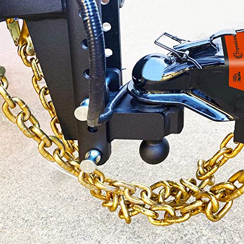 Image of 35 inch Trailer Safety Chain 2 Pack, Grade 70 Heavy Duty G70 Towing Chain with 3 /8 inch Clevis Snap Hooks, 24,000 lbs Break Strength for Boat Trailer, RV, and Dump Trailer, Yellow Zinc Plated