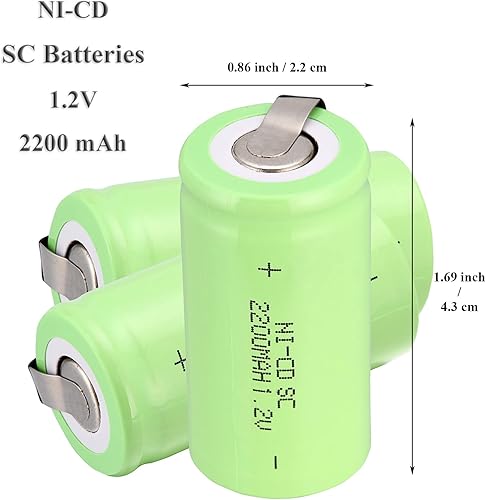 Miniatura 2 de Ni-Cd 1.2V 2200MAH Batería Recargable Sub C SC Baterías (Verde* 6)
