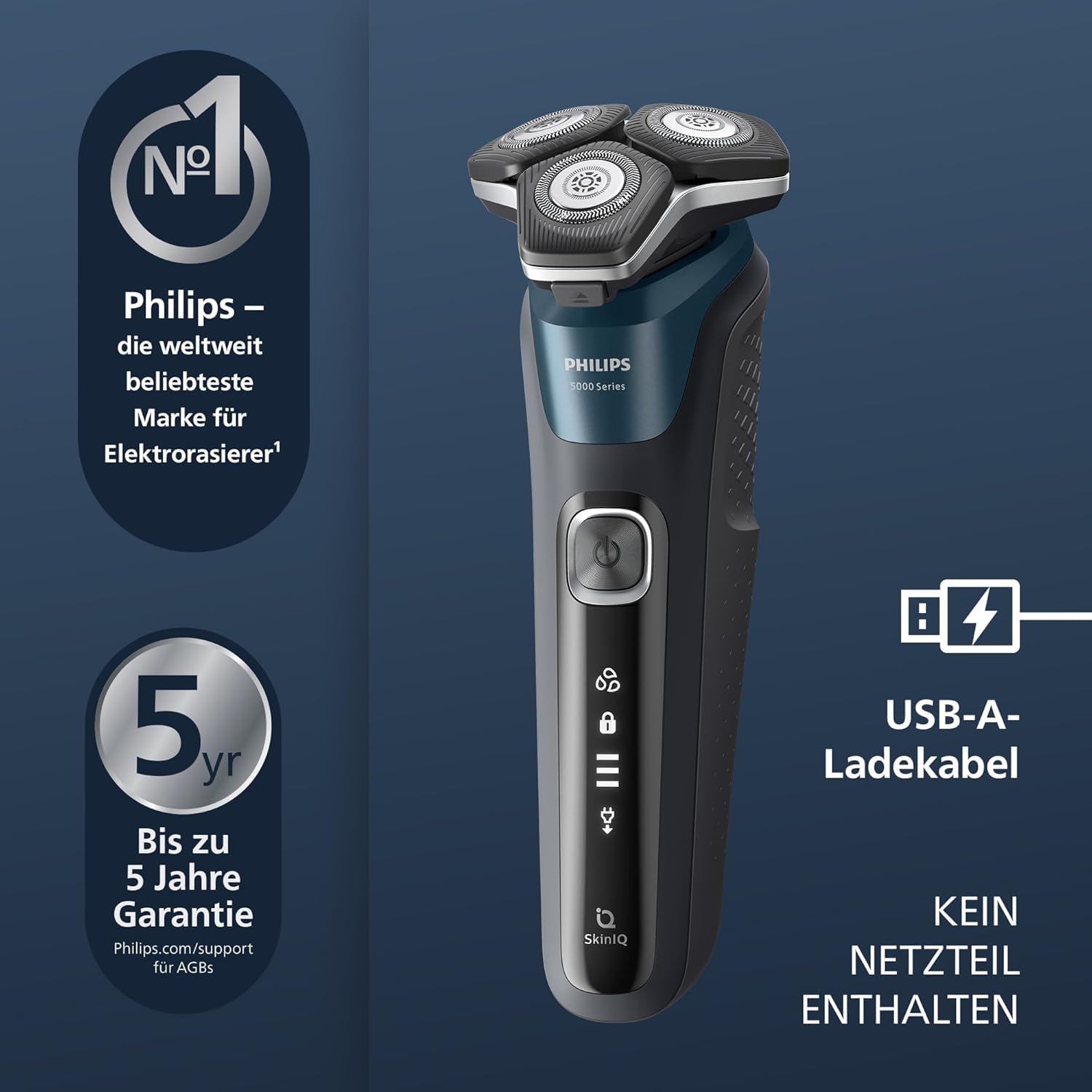 Philips Shaver Series 5000 Wet & Dry Electric Shaver with SkinIQ
