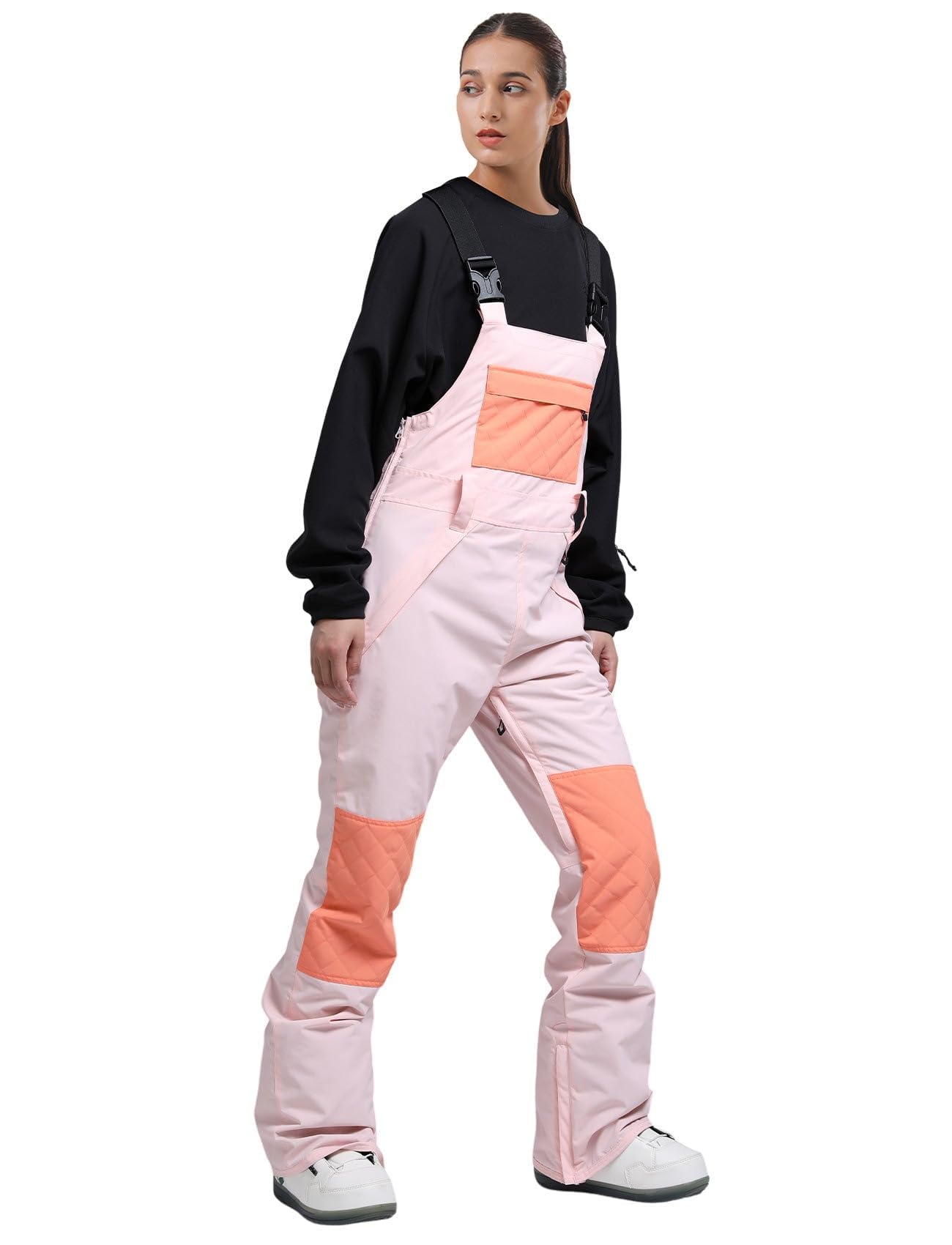 GSOU SNOW Salopette de Ski et Snowboard pour Femme - Multi-Poches Léger Imperméable 15K Coupe-Vent Respirant Chaud